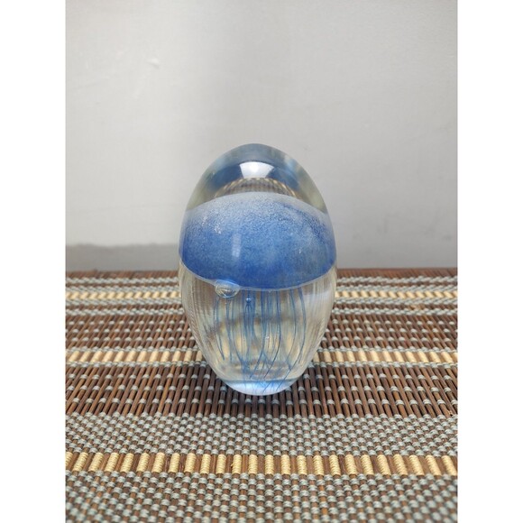 Blue Jelly Fish Art Glass Sculpture Paper Weight 4 Inches - Picture 4 of 13